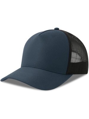 Atlantis Dempo 5 Panel Unstructured Mid Profile Mid Visor Textured Stretch Recycled Trucker Cap Adult - Image 4