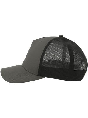 Atlantis Dempo 5 Panel Unstructured Mid Profile Mid Visor Textured Stretch Recycled Trucker Cap Adult - Image 13