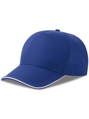 Atlantis Recy Five Piping 5 Panel Structured Mid Profile Curved Visor Recycled Cap Adult - Image 50
