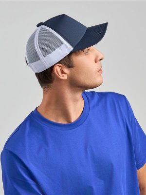 Atlantis Record S 5 Panel Structured High Profile Mid Visor Recycled Trucker Cap Adult - Image 1