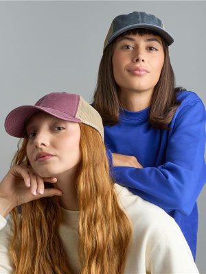 Atlantis Teon 6 Panel Unstructured Low Profile Mid Visor Pigment Dyed Recycled Trucker Cap Adult - Image 1