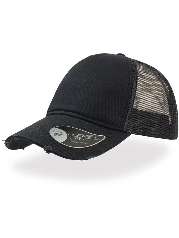 Atlantis Rapper Destroyed 5 Panel Weathered Trucker Cap Adult