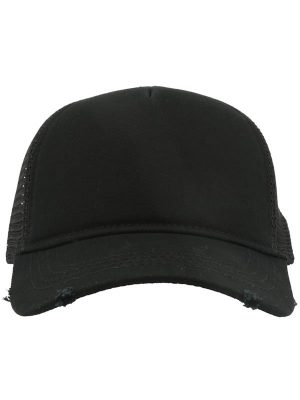 Atlantis Rapper Destroyed 5 Panel Weathered Trucker Cap Adult - Image 3