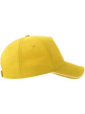 Atlantis Recy Five Piping 5 Panel Structured Mid Profile Curved Visor Recycled Cap Adult - Image 130
