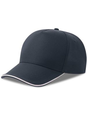 Atlantis Recy Five Piping 5 Panel Structured Mid Profile Curved Visor Recycled Cap Adult - Image 97