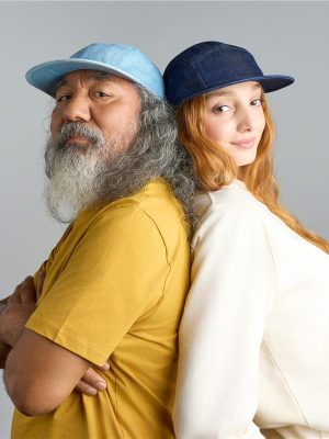 Atlantis Ruby 5 Panel Unstructured Low Profile Flat Visor Denim Recycled Camper Cap Adult - Image 17