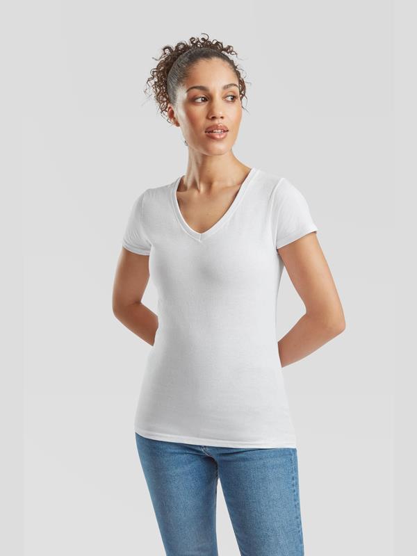 Fruit Of The Loom Valueweight Open End 165 Regular Fit V Neck Tee Ladies