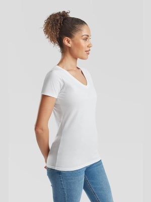 Fruit Of The Loom Valueweight Open End 165 Regular Fit V Neck Tee Ladies - Image 25