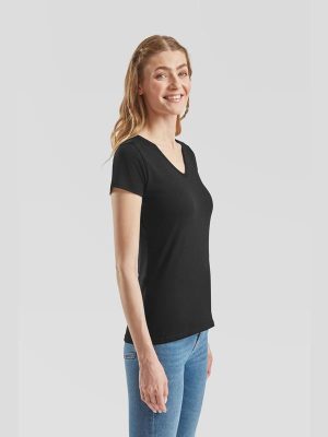 Fruit Of The Loom Valueweight Open End 165 Regular Fit V Neck Tee Ladies - Image 7