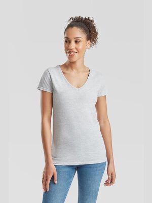 Fruit Of The Loom Valueweight Open End 165 Regular Fit V Neck Tee Ladies - Image 17