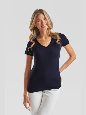 Fruit Of The Loom Valueweight Open End 165 Regular Fit V Neck Tee Ladies - Image 11