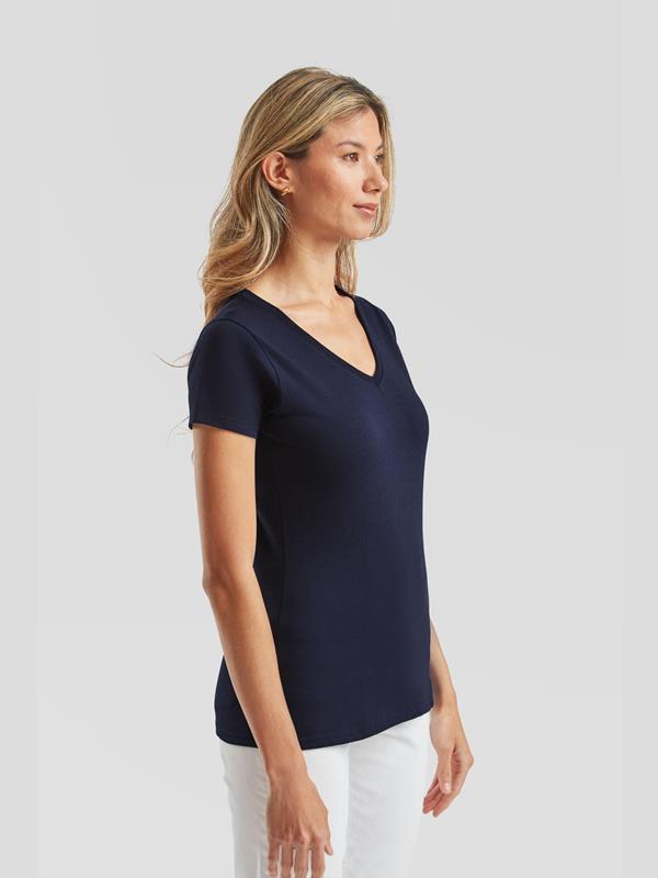 Fruit Of The Loom Valueweight Open End 165 Regular Fit V Neck Tee Ladies
