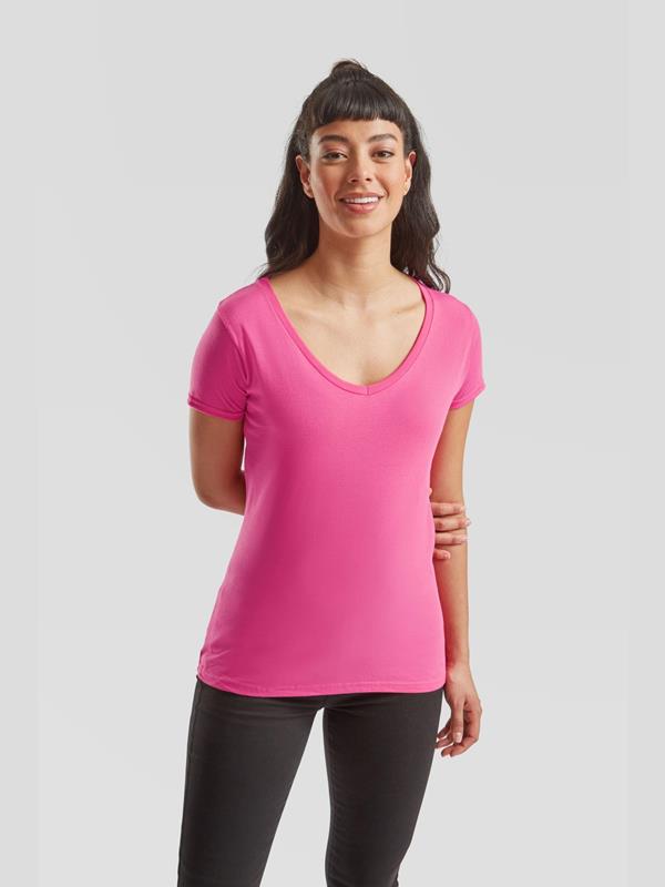Fruit Of The Loom Iconic Combed 150 Regular Fit V Neck Tee Ladies
