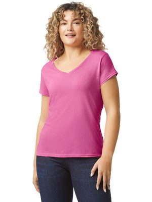 Gildan Softstyle Ringspun 150 Regular Fit V Neck Tee Ladies - Image 3