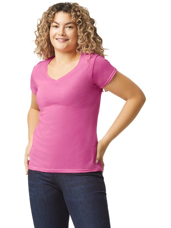Gildan Softstyle Ringspun 150 Regular Fit V Neck Tee Ladies
